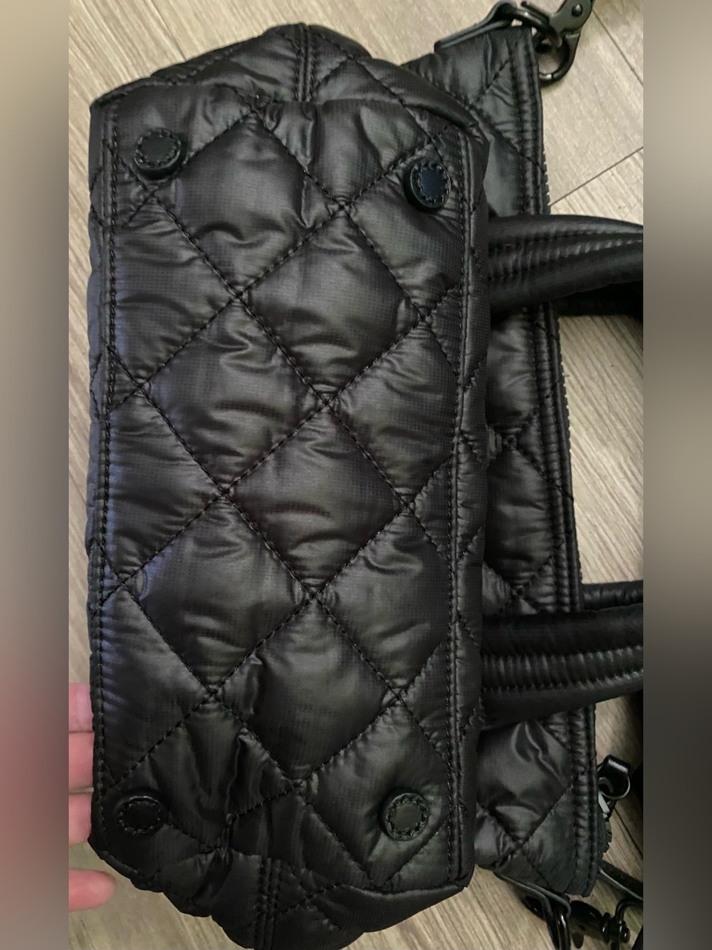 Quince Transit Quilted Small Crossbody Black Tote with Detachable Strap - Picture 2 of 10